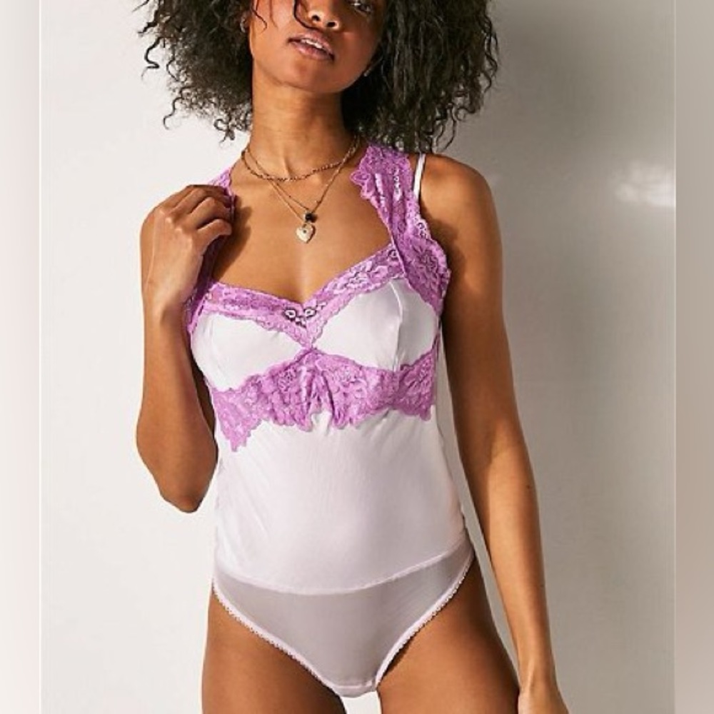 (A9) NEW Free People Intimately Bardot‎ Neon Nights Bodysuit, Size Large, NWOT